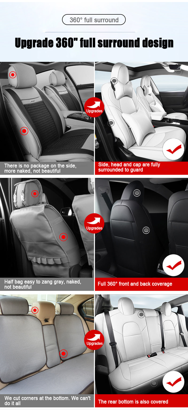 Tesal Model 3 Leather Seat Covers Full Set Seat Protector Covers