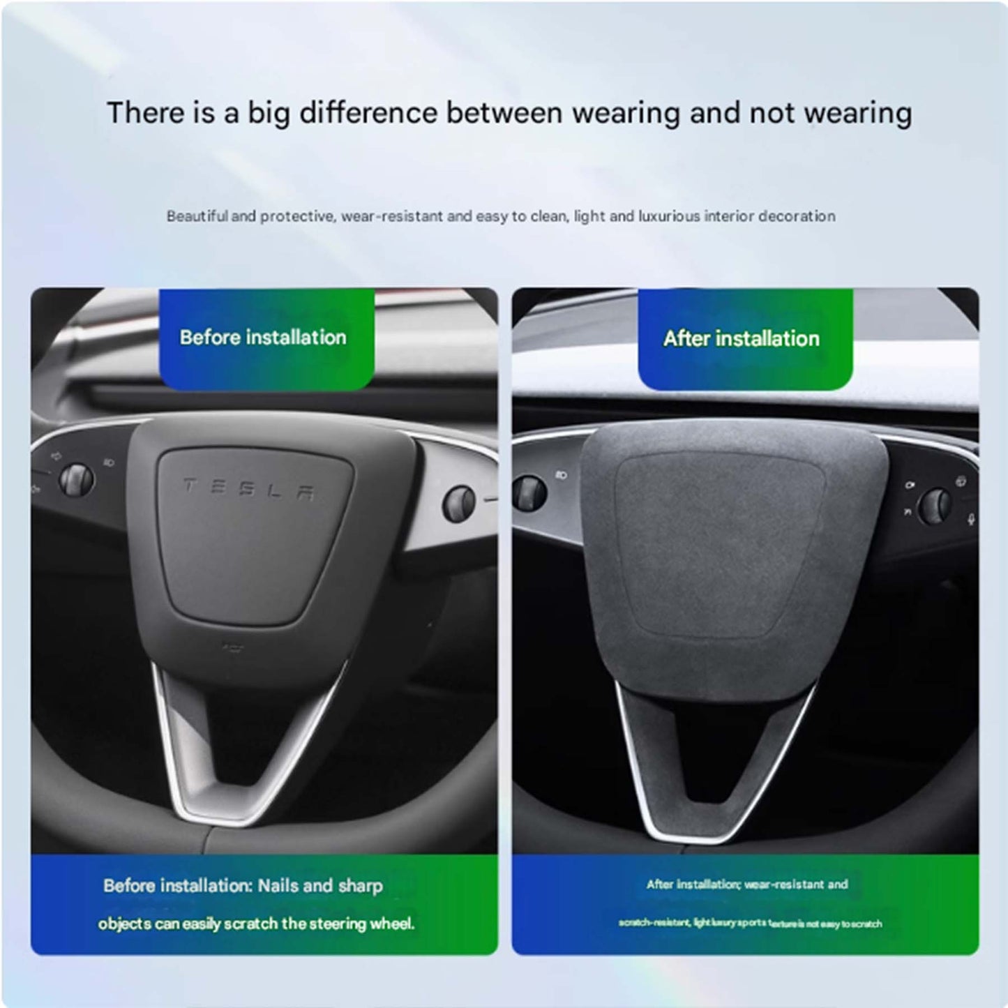 Model 3 highland steering wheel airbag Alcantara Decorative Sticker