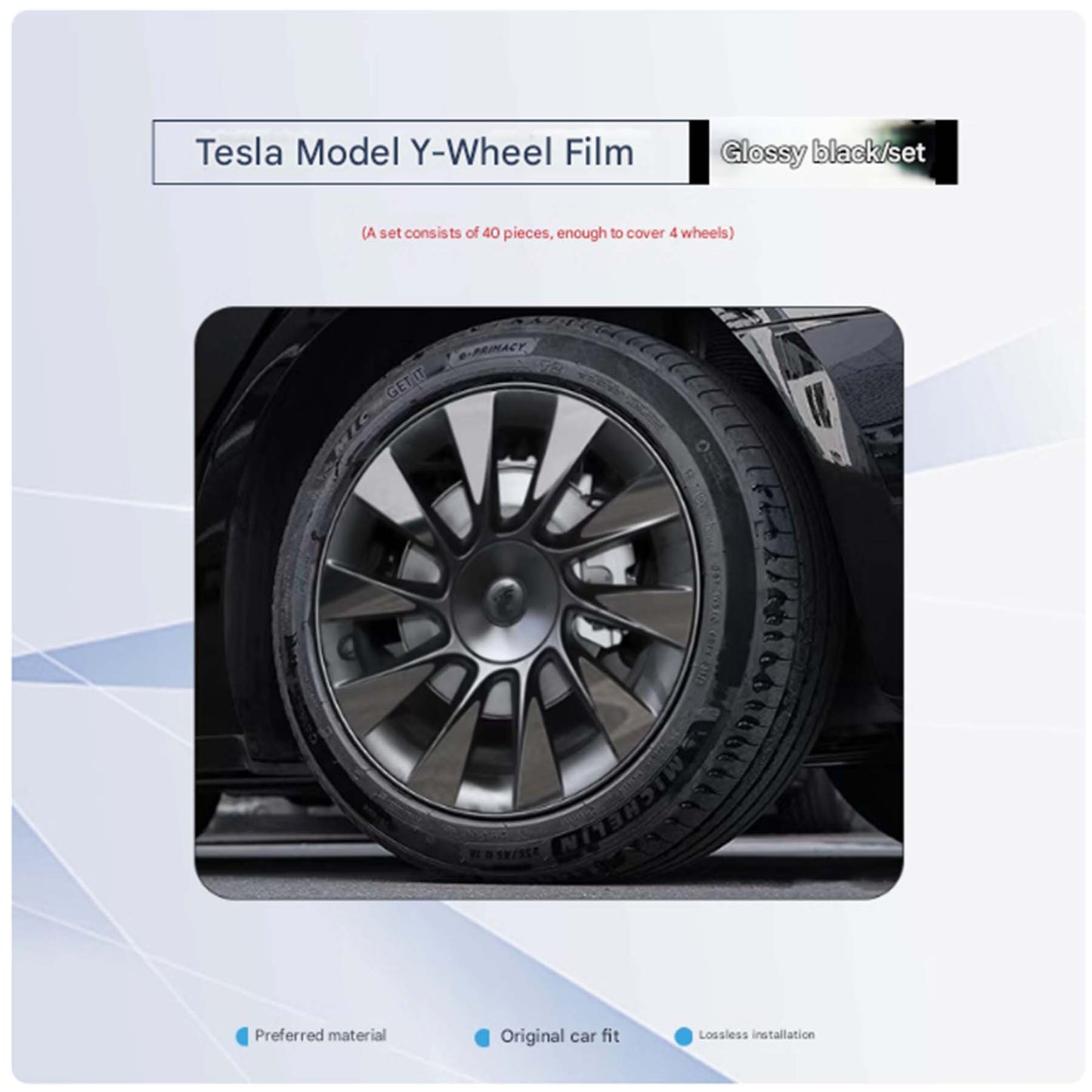 Tesla Model Y 20inch rims sticker gloss black