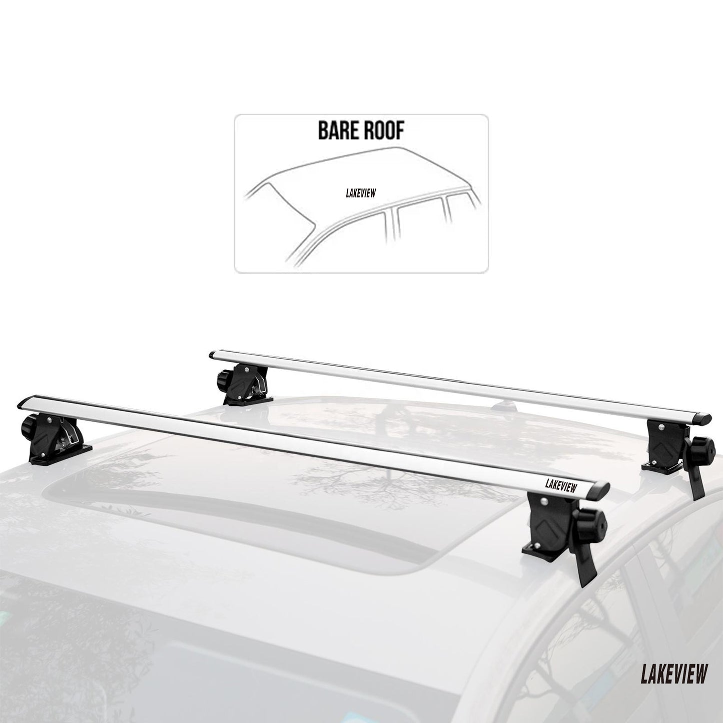 Bare Roof Universal 51-59" Aluminum Roof Rack Cross Bar Full Set