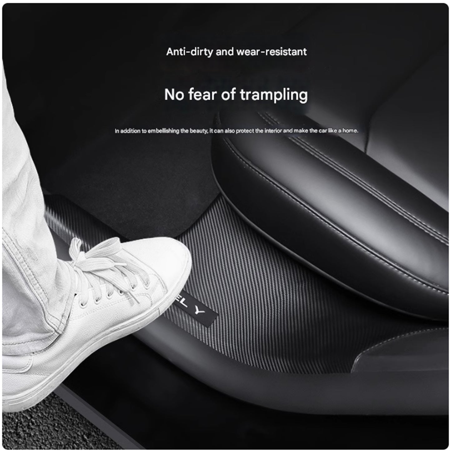Tesla Model 3 Highland Door Sill Protector Anti-Kick Protect Carbon Fiber pattern