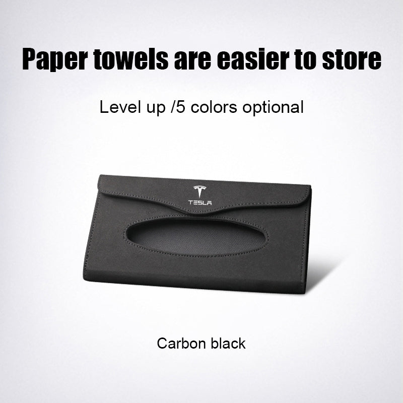 Sun Visor Tissue Holder For Tesla Model 3 Y S X Premium Leather + Alcantara Napkin Holder