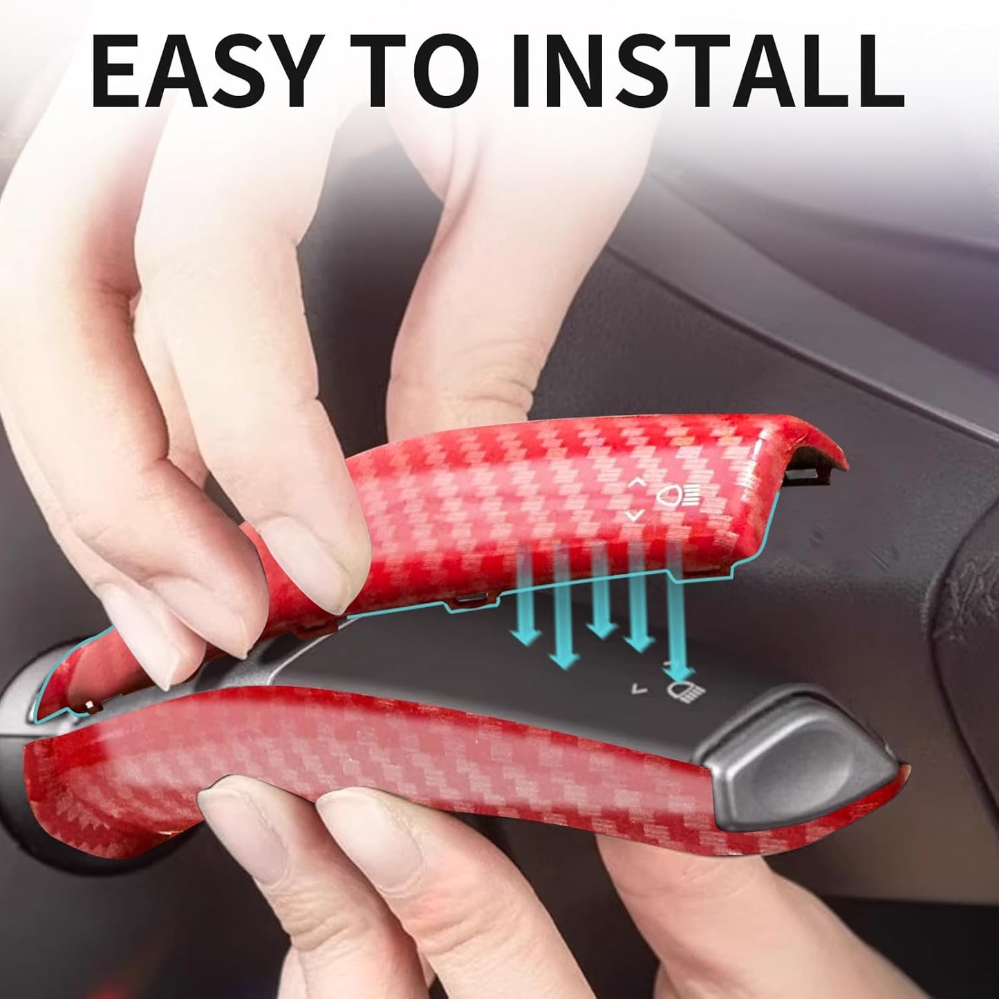 Tesla Model 3/Y 2017-2025 Gear Shifter Cover Red Carbon Fiber Pattern