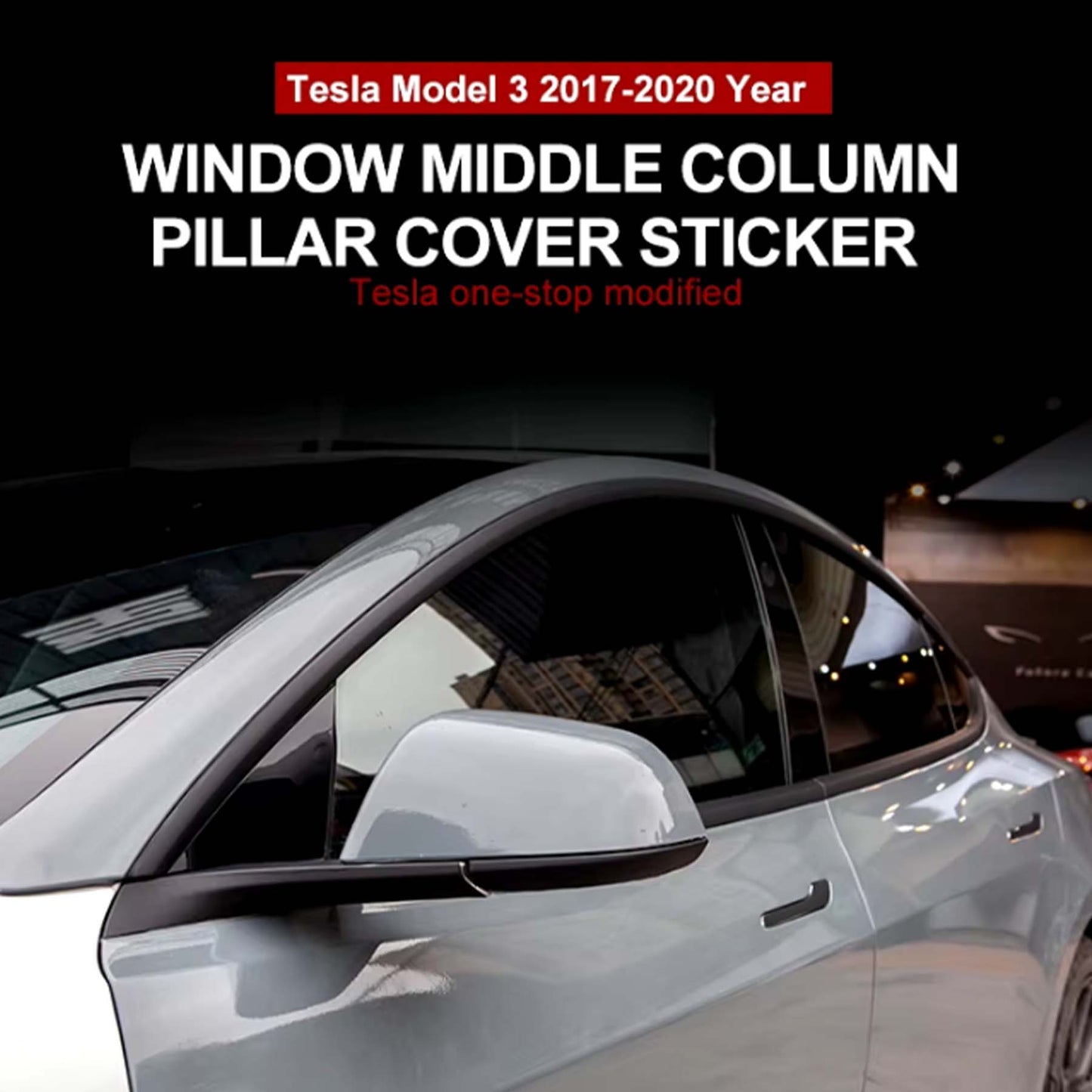 Tesla Model 3 Chrome Delete Blackout Overlay Matte Black Vinyl 2018-2023