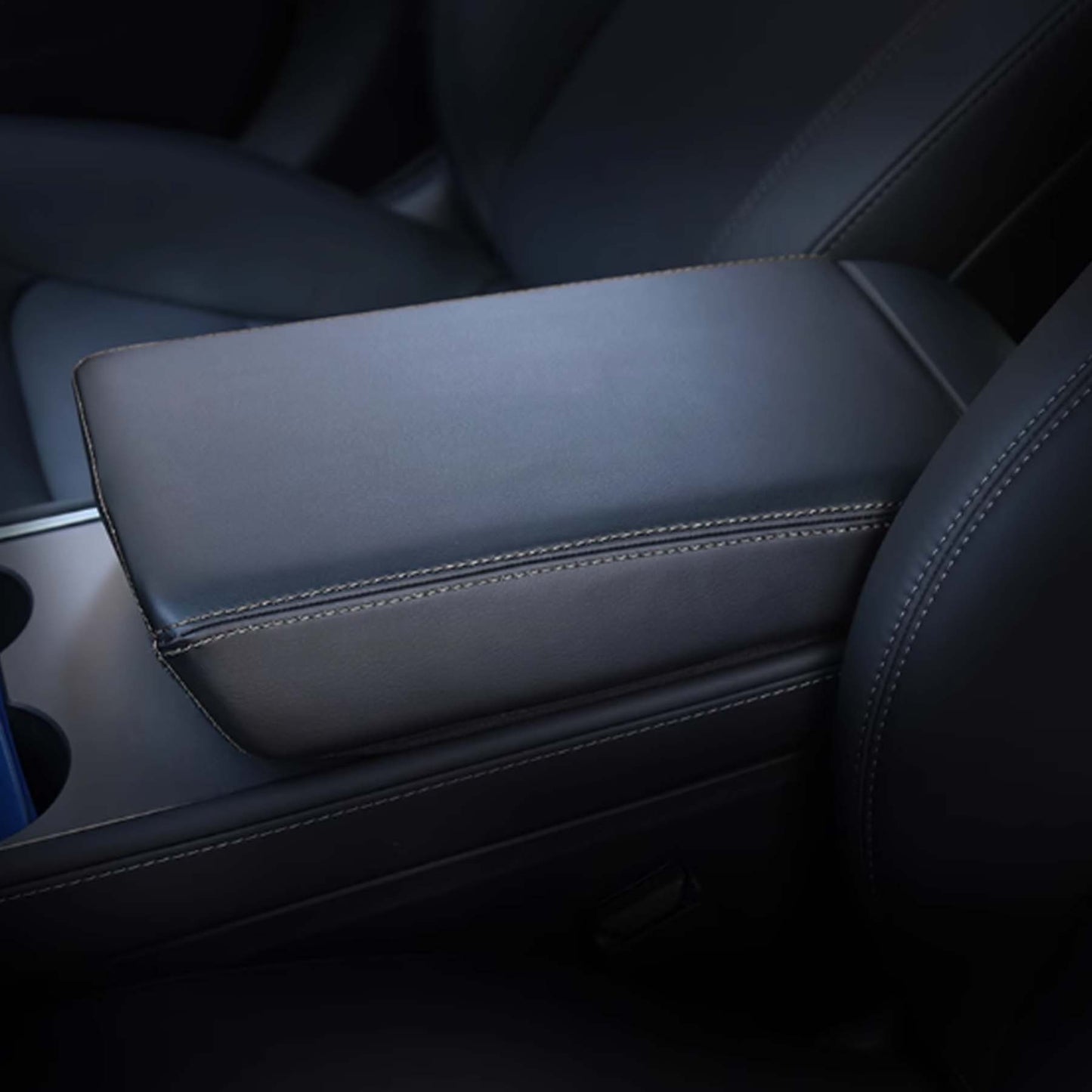 Tesla Model 3 Model Y Armrest Cover Alcantara Black White PU Leather