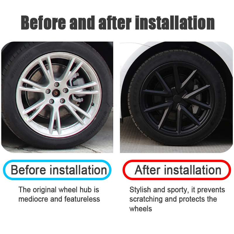 Tesla Model 3 Matte Black Rims Cover 18inch 4PCS/Set Full Cover Protecting Hub