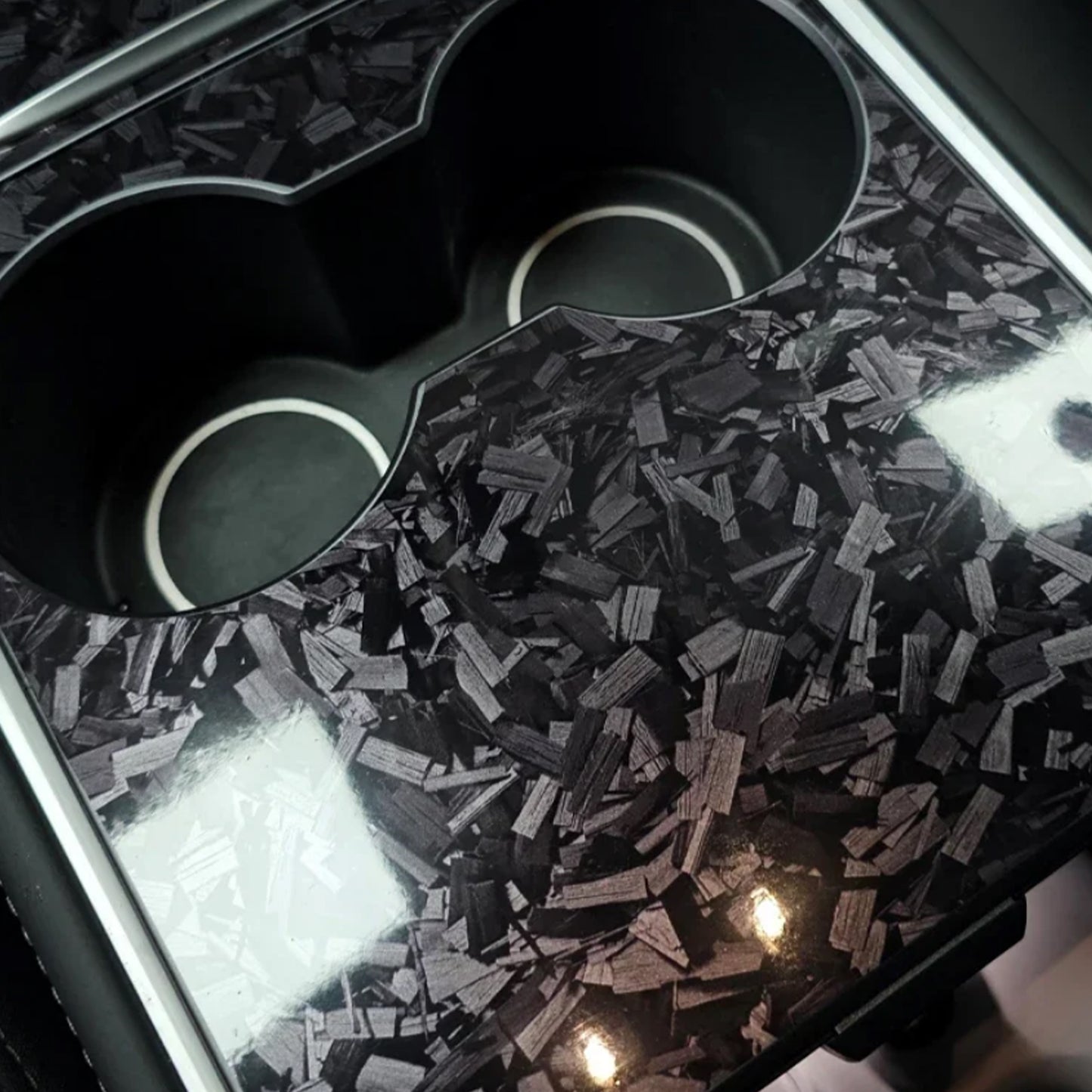 Tesla Model 3 Model Y Center Console Forged Carbon Silver Sticker