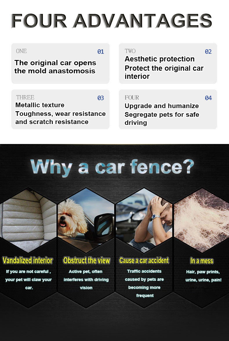 Tesla Model Y Dog Barrier Trunk Pet Fence Gate for Cargo Area Heavy-Duty Safety Dogs Car Travel