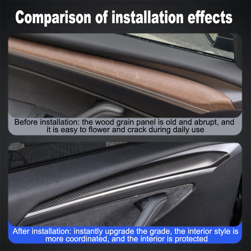 Tesla Model 3 Model Y Dashboard Cover Trim and Door Cover trim Matte carbon fiber