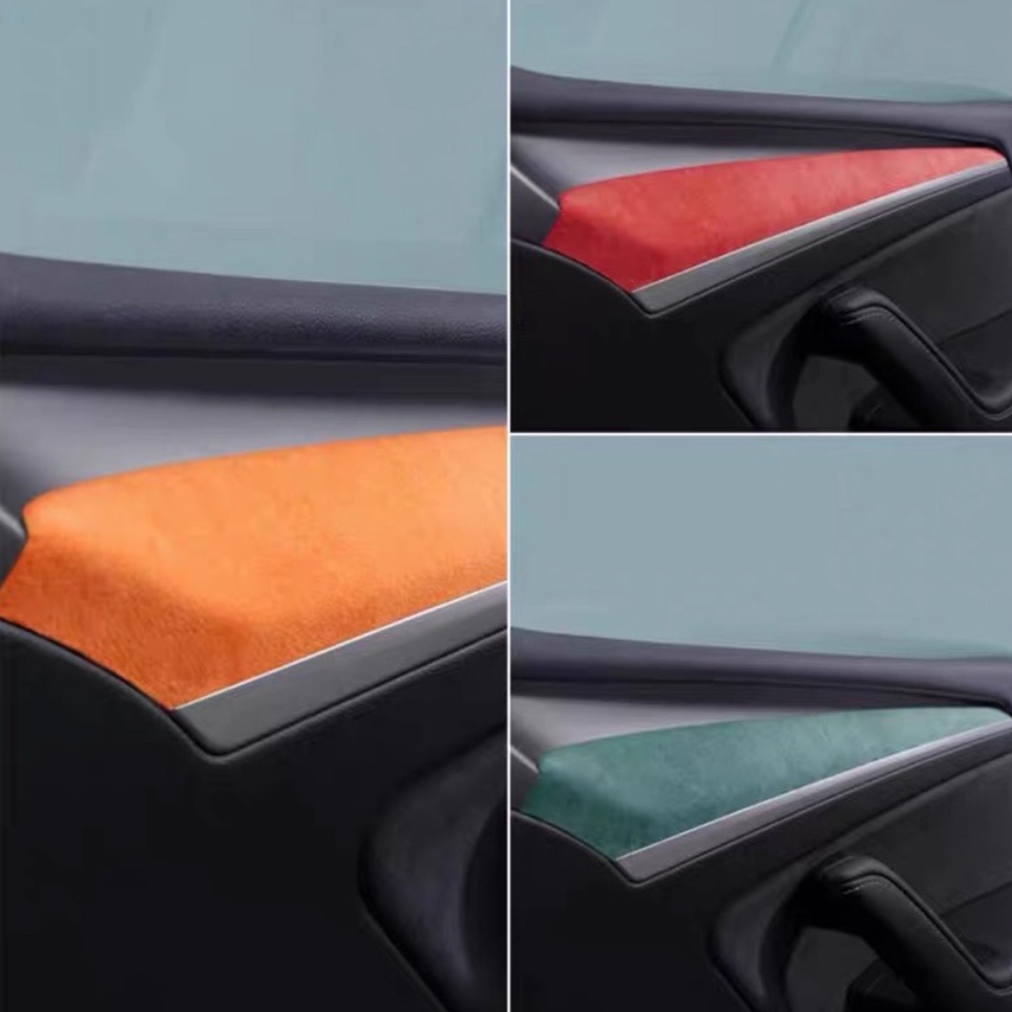 Tesla Model 3 Model Y Alcantara Dashboard Cover Wrap & Inner Front Door Trim Panel Armrest Cover