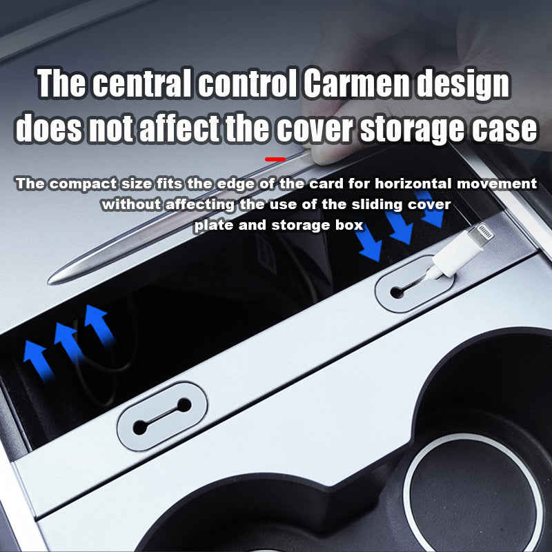 Tesla Model 3 and Y Central Charging Data Cable Hole Hub Storage Threading Box Primary Colors