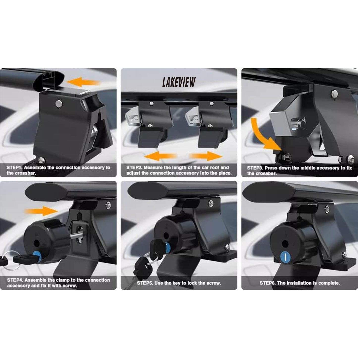 Bare Roof Universal 51-59" Aluminum Roof Rack Cross Bar Full Set