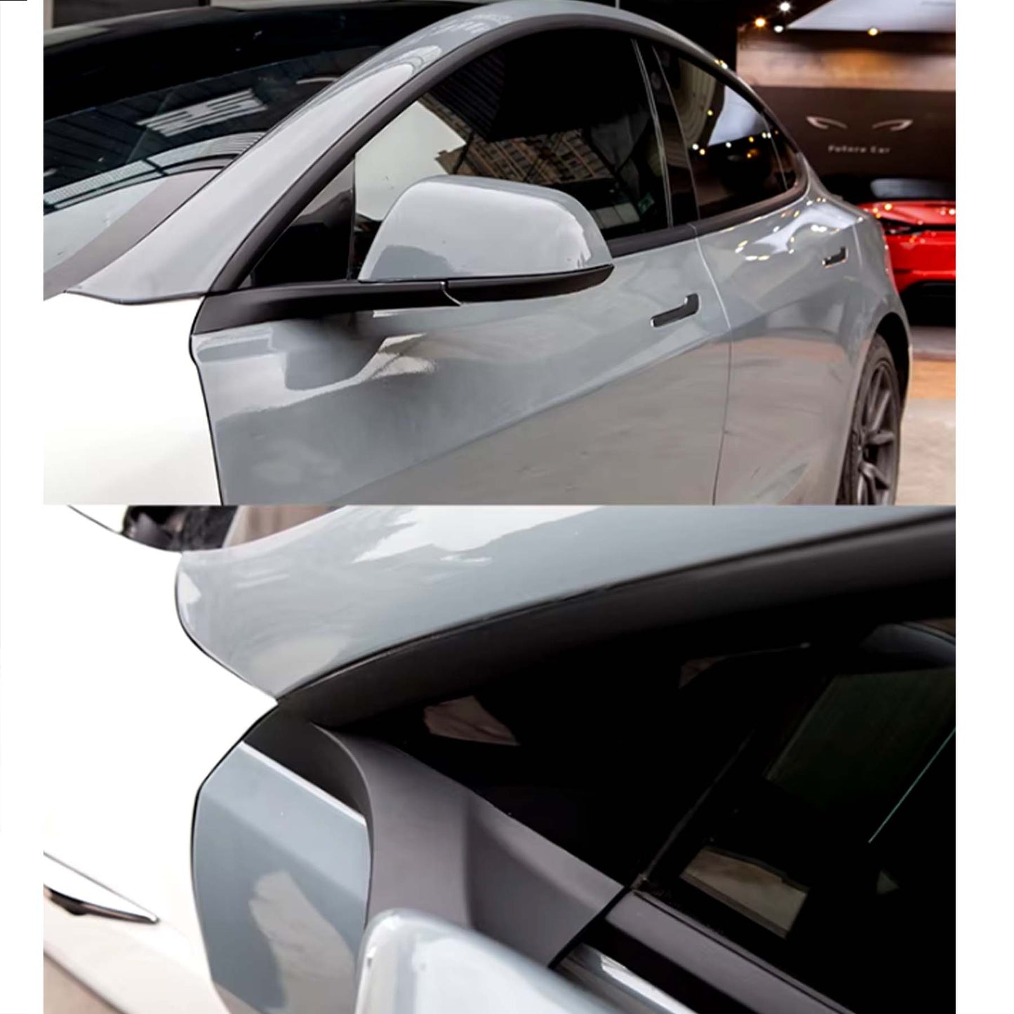 Tesla Model 3 Chrome Delete Blackout Overlay Matte Black Vinyl 2018-2023
