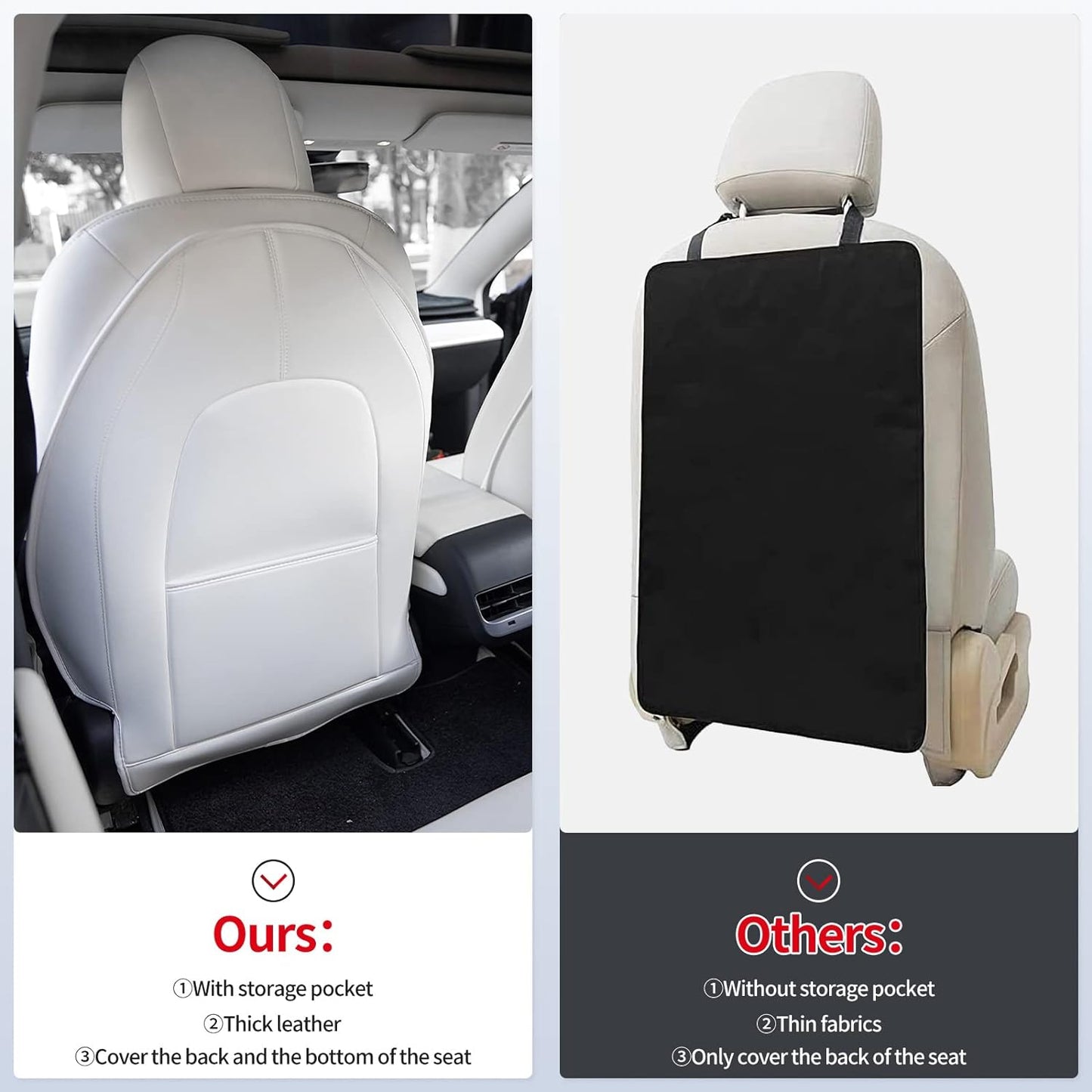 Tesla Model Y Model 3 Seat Back Kick Protectors Cover Leather Anti Kick Mat