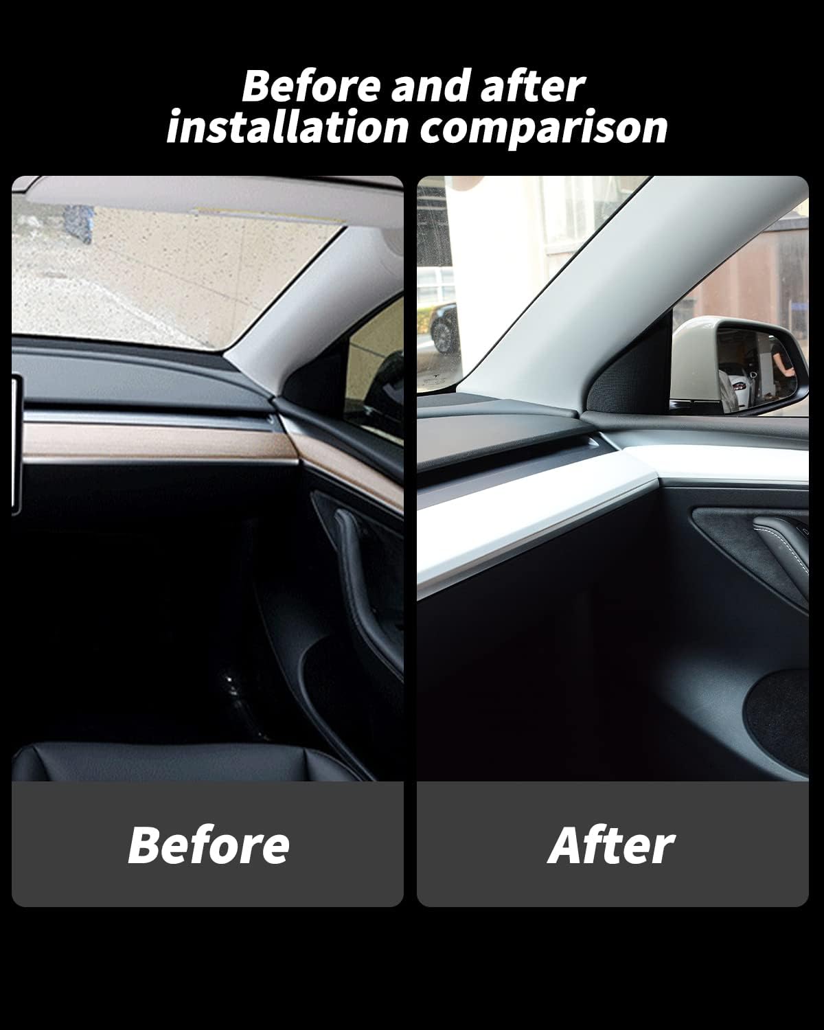 Tesla Model 3 Model Y Dashboard Cover Trim and Door Cover trim Matte White