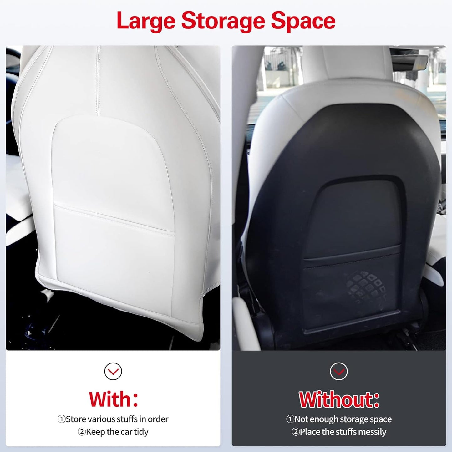 Tesla Model Y Model 3 Seat Back Kick Protectors Cover Leather Anti Kick Mat