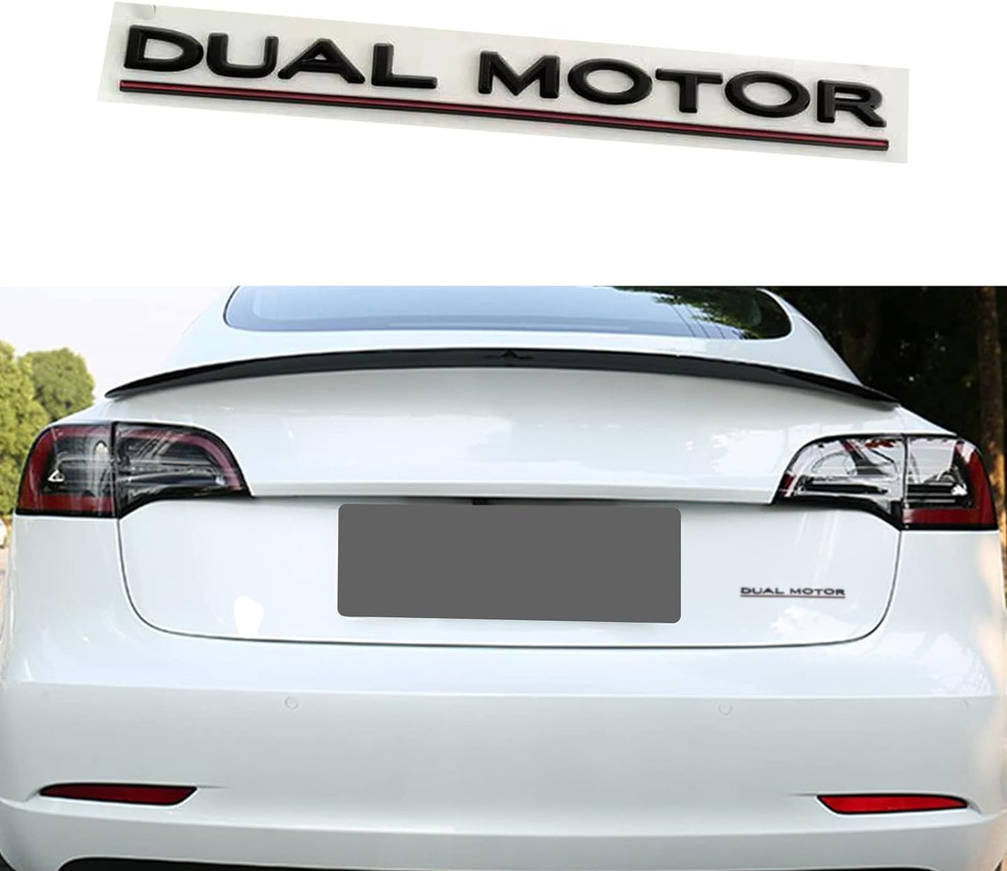 Tesla Dual Motor Badge Emblem Gloss Black