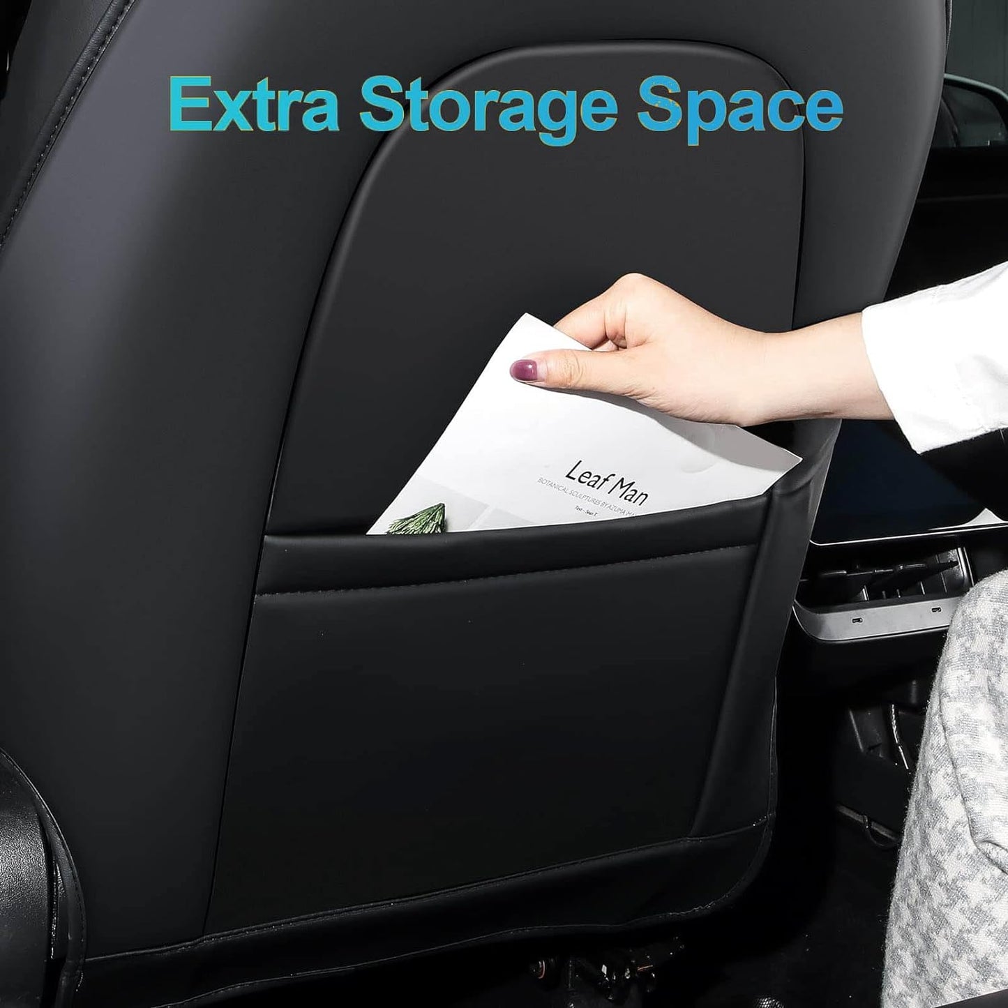 Tesla Model Y Model 3 Seat Back Kick Protectors Cover Leather Anti Kick Mat