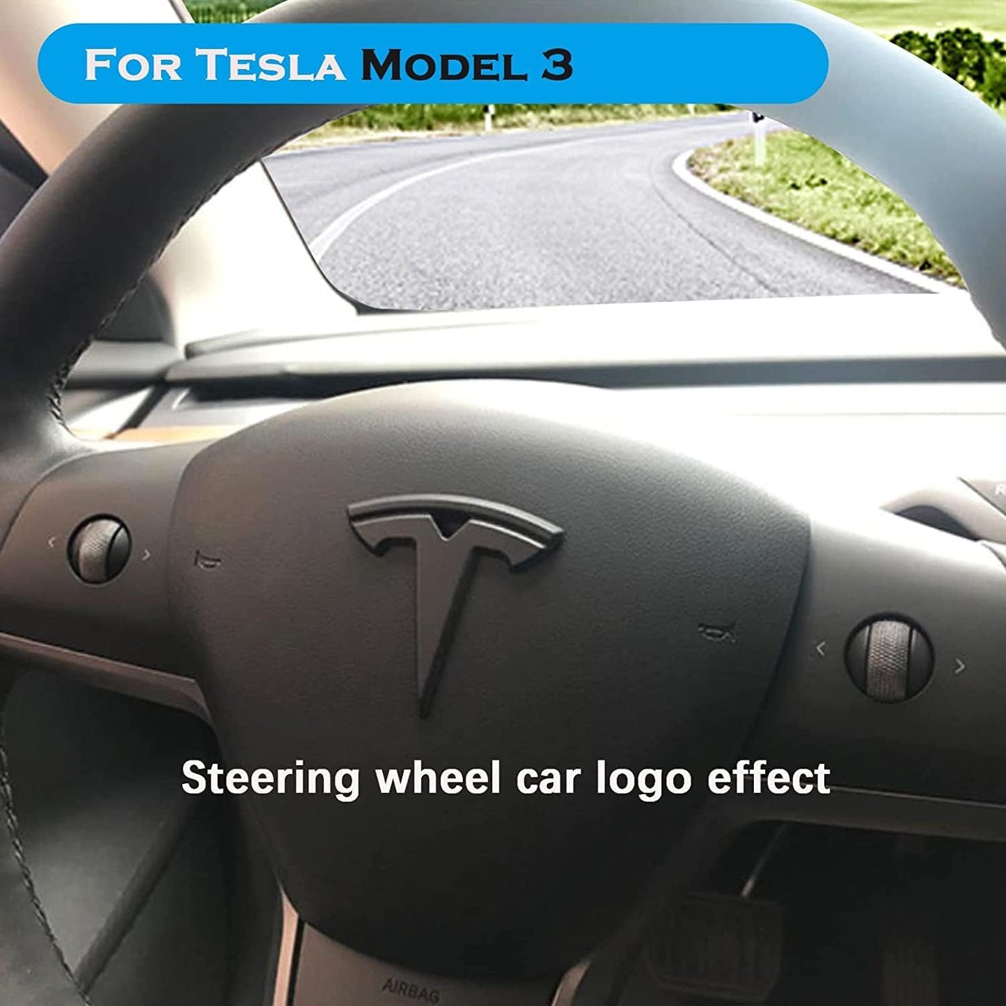 Tesla Model 3 Model Y Logo Cover overlay Emblem Badge Front Trunk Rear Trunk Steering Wheel