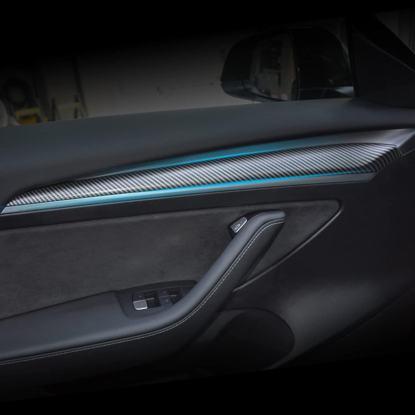 Tesla Model 3 Model Y Dashboard Cover Trim and Door Cover trim Matte carbon fiber