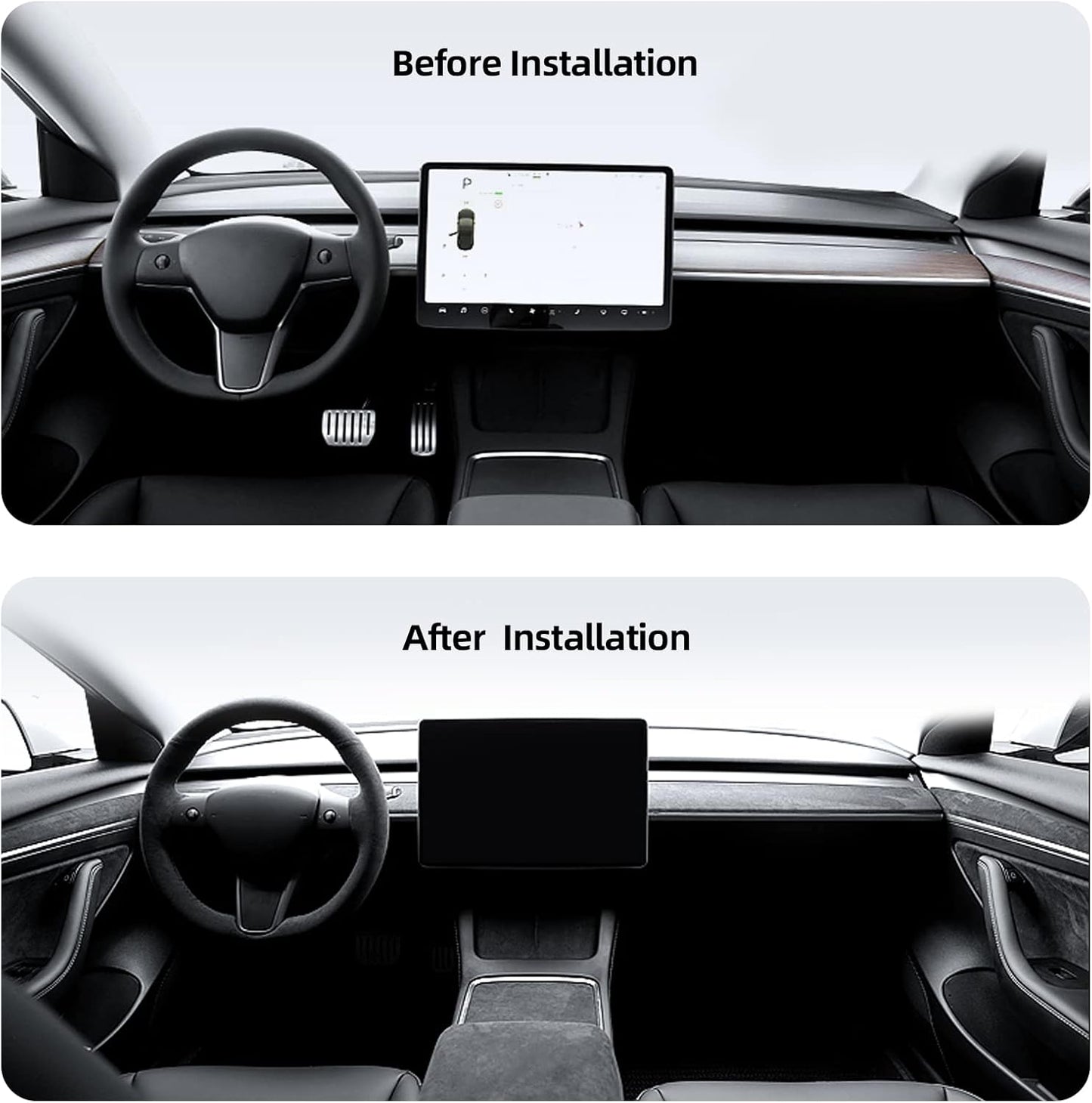 Tesla Model 3 Model Y Alcantara Dashboard Cover Wrap & Inner Front Door Trim Panel Armrest Cover