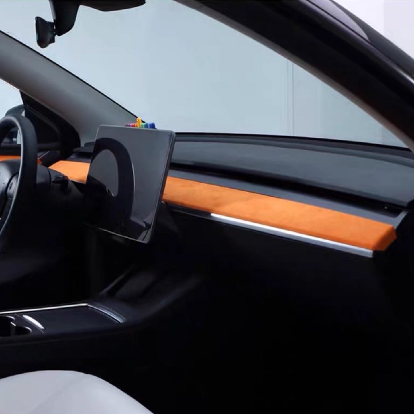 Tesla Model 3 Model Y Alcantara Dashboard Cover Wrap & Inner Front Door Trim Panel Armrest Cover