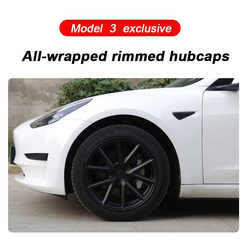 Tesla Model 3 Matte Black Rims Cover 18inch 4PCS/Set Full Cover Protecting Hub