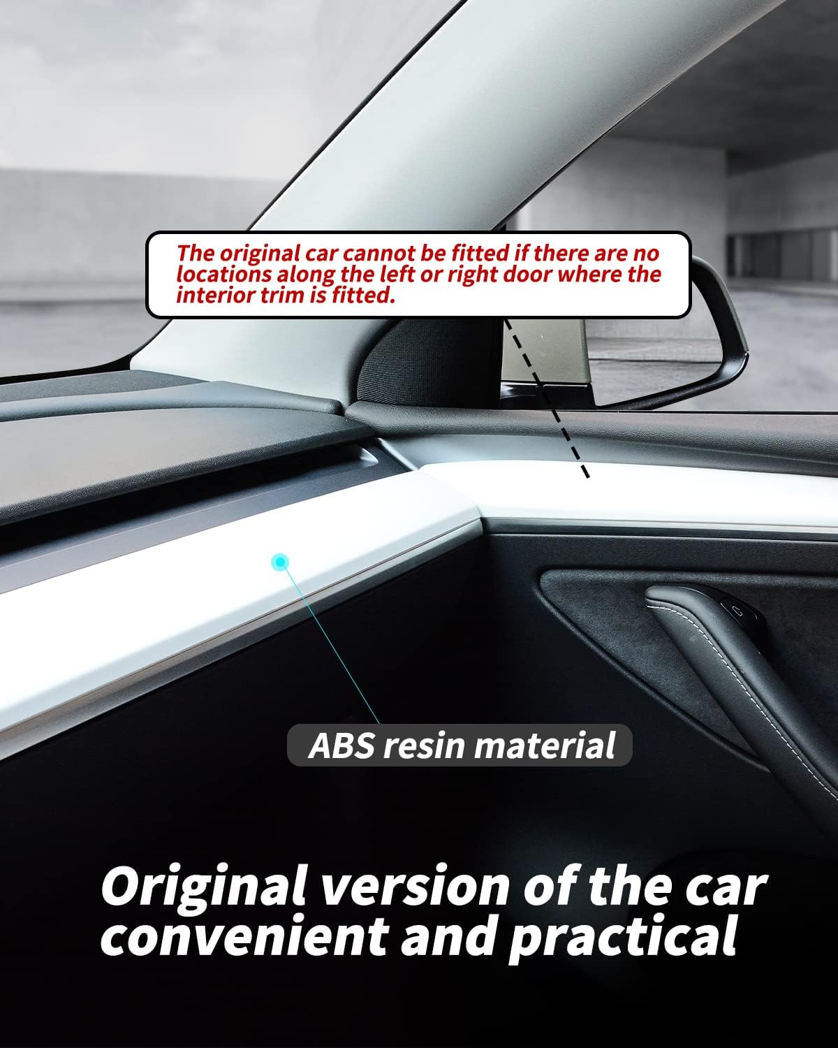 Tesla Model 3 Model Y Dashboard Cover Trim and Door Cover trim Matte White