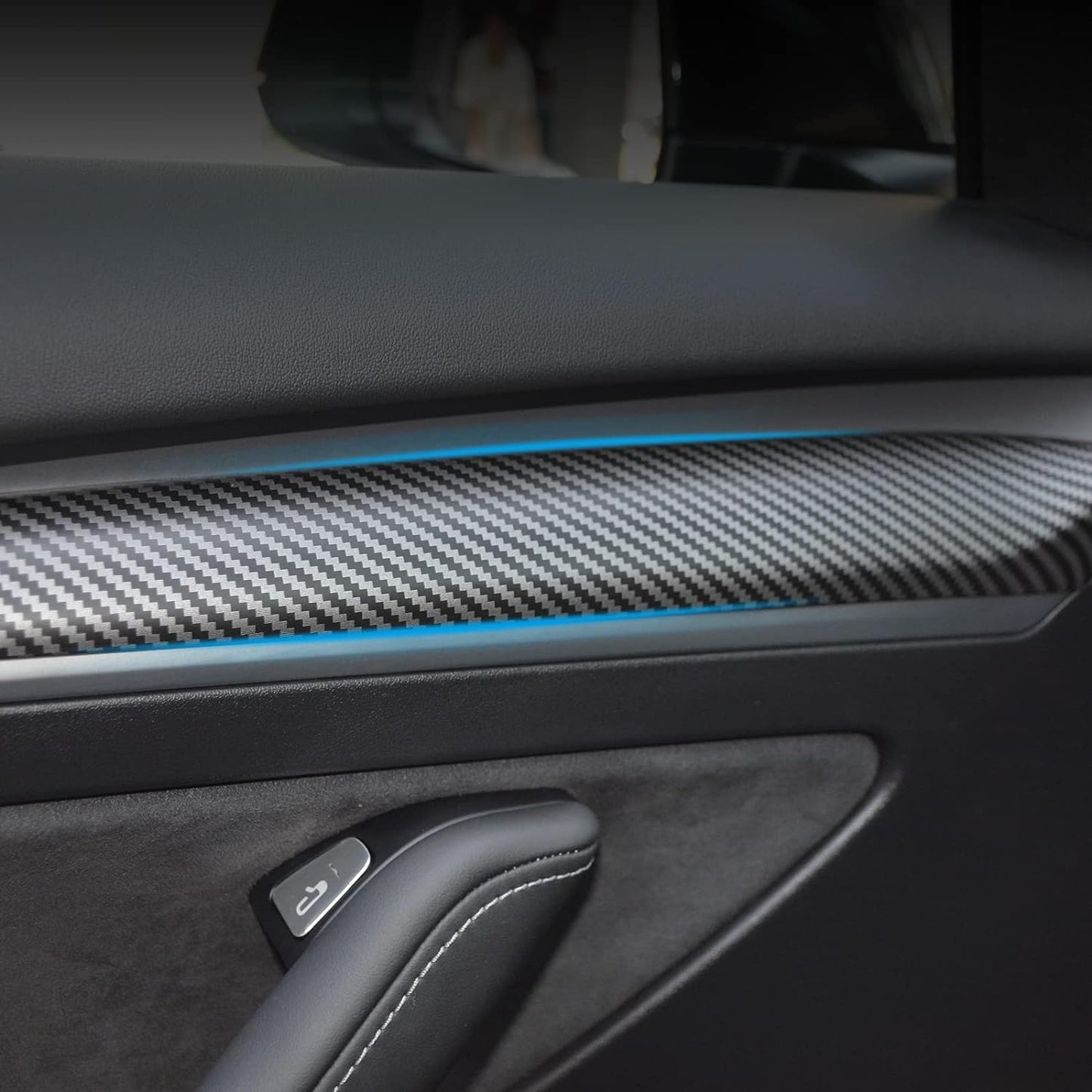 Tesla Model 3 Model Y Dashboard Cover Trim and Door Cover trim Matte carbon fiber