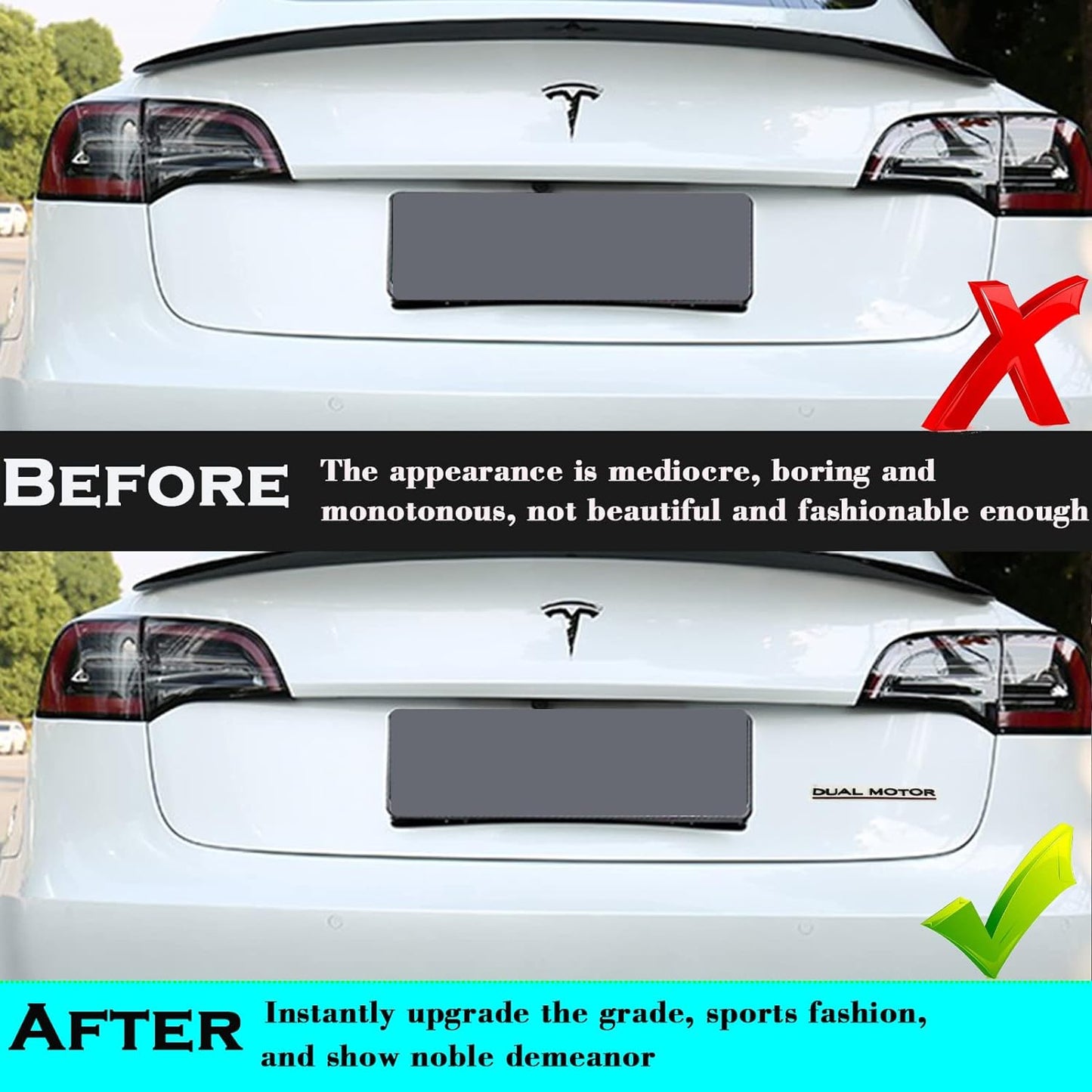 Tesla Dual Motor Badge Emblem Gloss Black