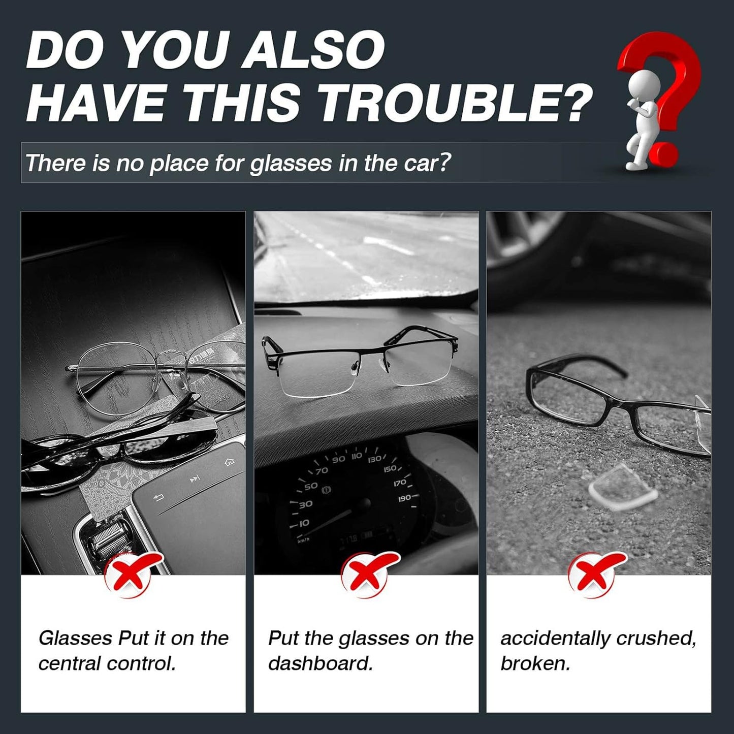 Car Glasses Holder - Automobile Sunglasses Storage Case for Tesla Model 3 2017‑2023 (ABS)