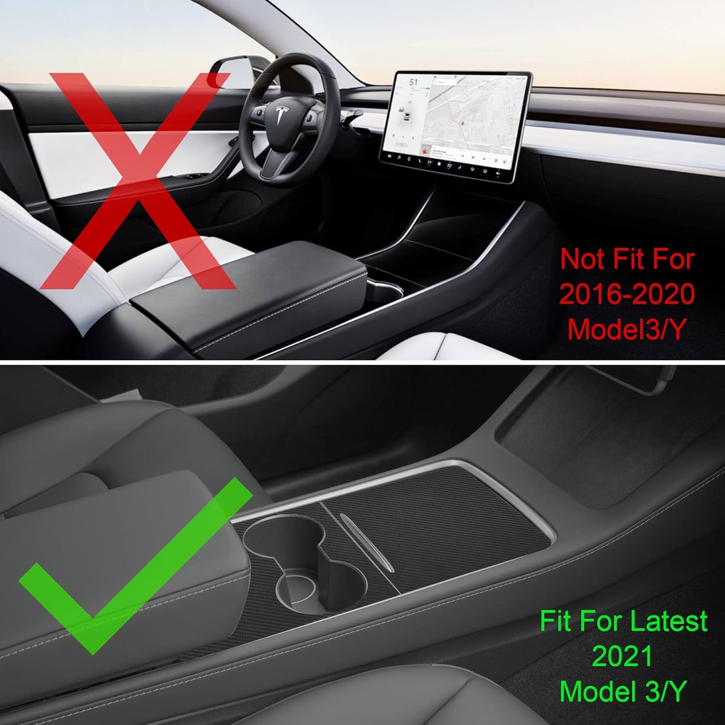 Tesla Model 3 Model Y Center Console Decoration Matte Carbon Fiber