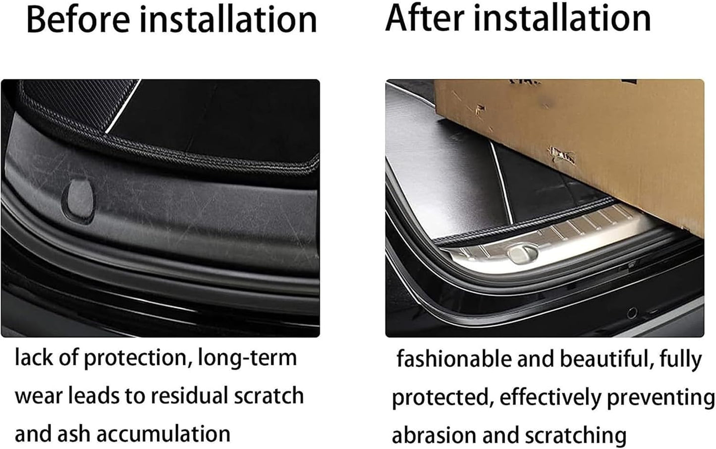 Tesla Model 3 Model Y Rear Bumper Protector Guard Stainless (Carbon Fiber Style) 2 Pcs SET