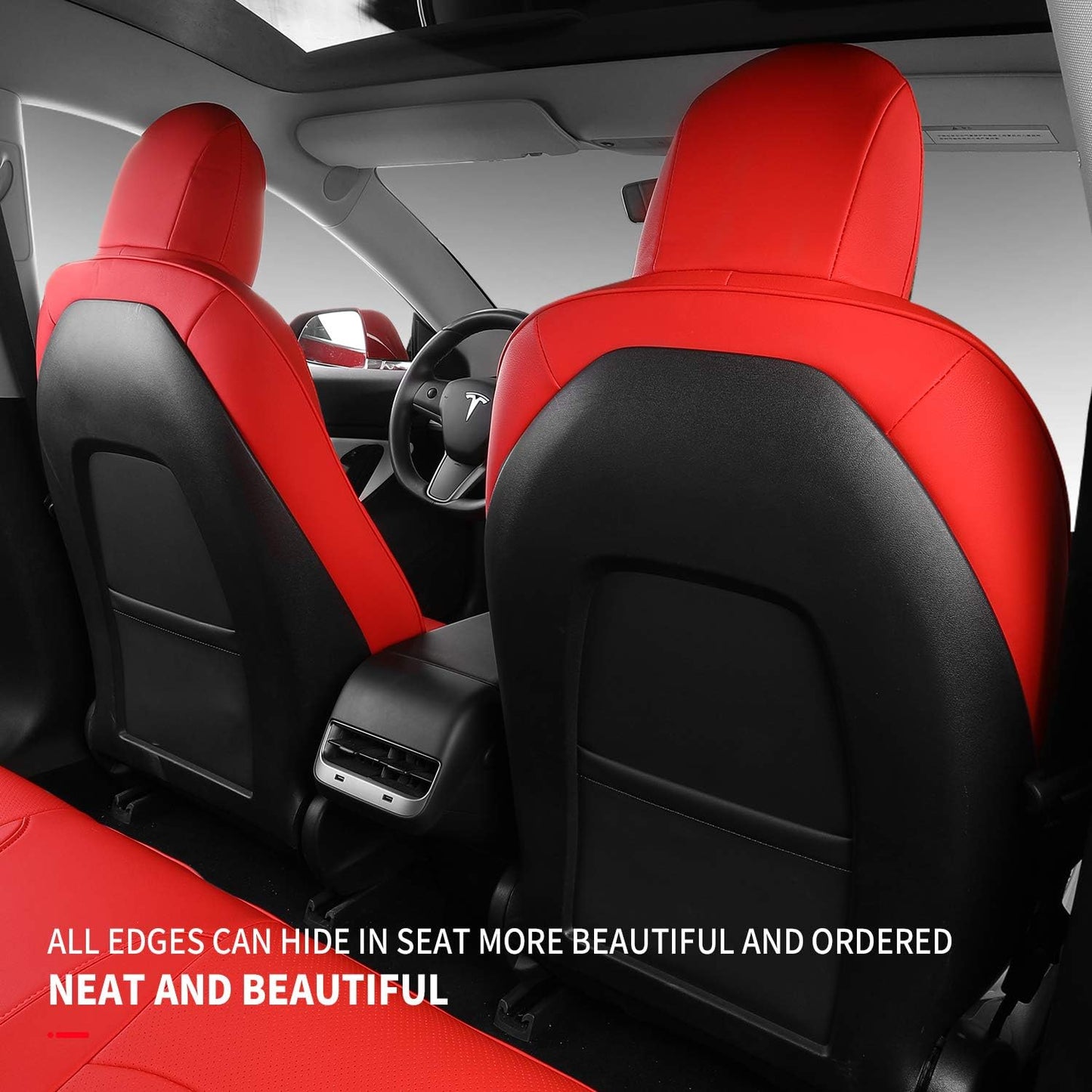 Tesal Model 3 Leather Seat Covers Full Set Seat Protector Covers