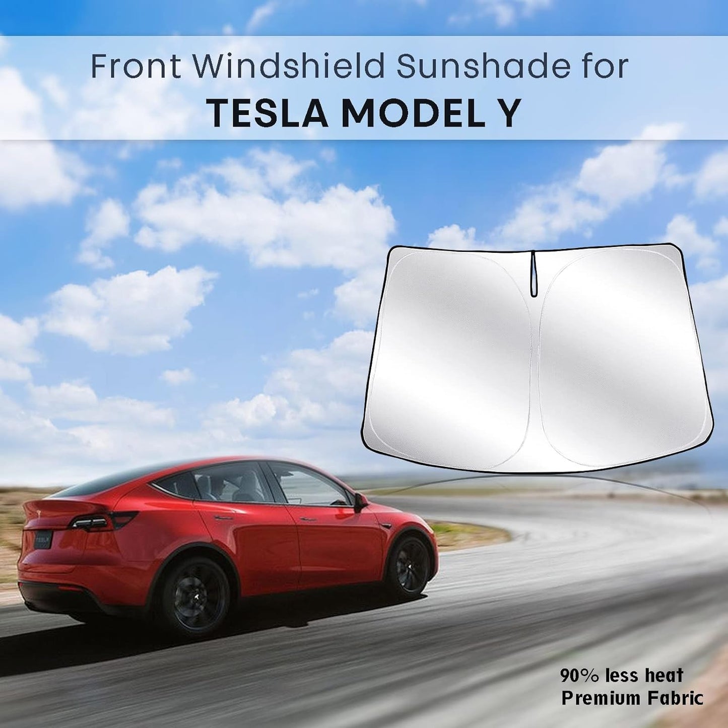Tesla Model 3 Model Y Foldable Front Windshield Sun Shade with a Storage Bag