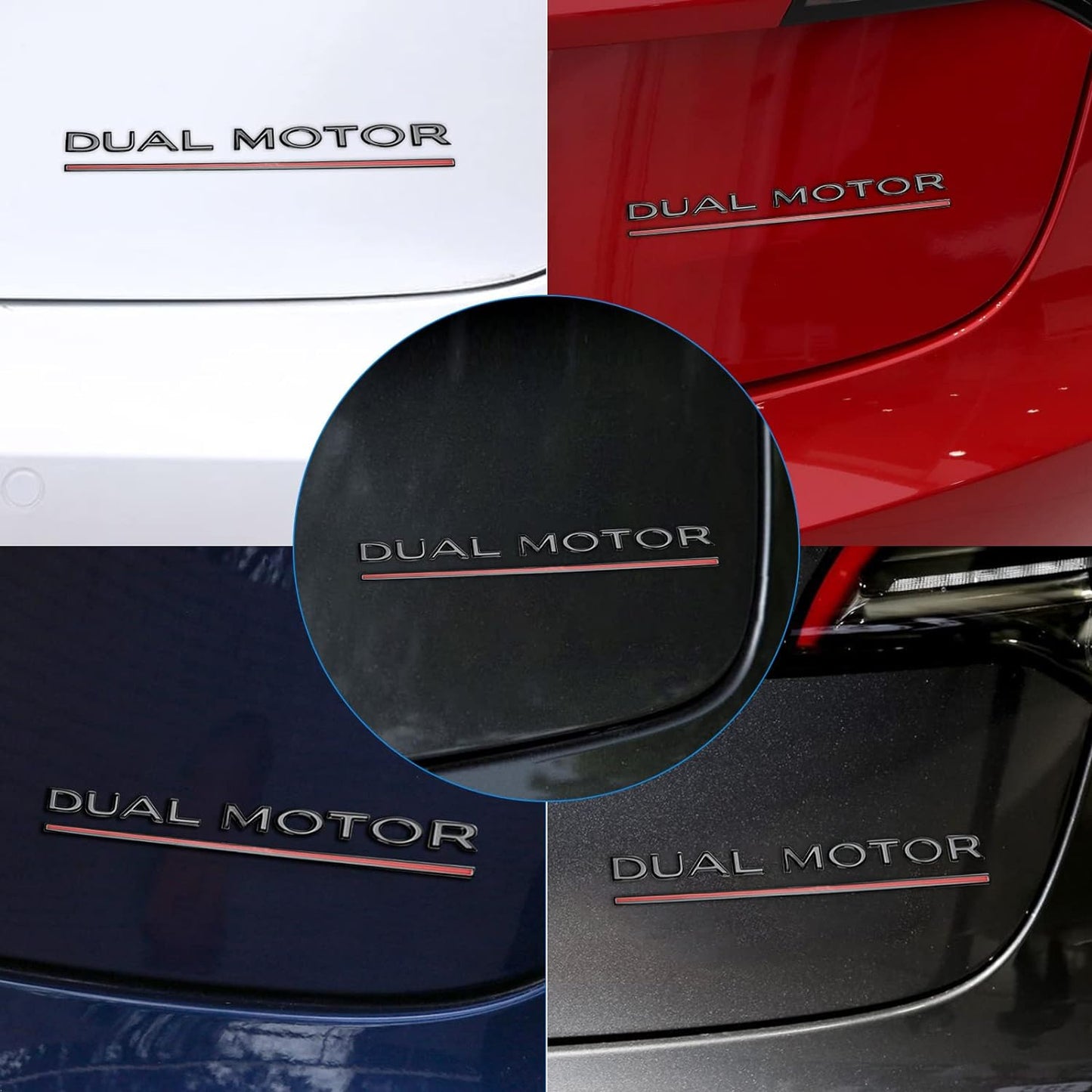 Tesla Dual Motor Badge Emblem Gloss Black