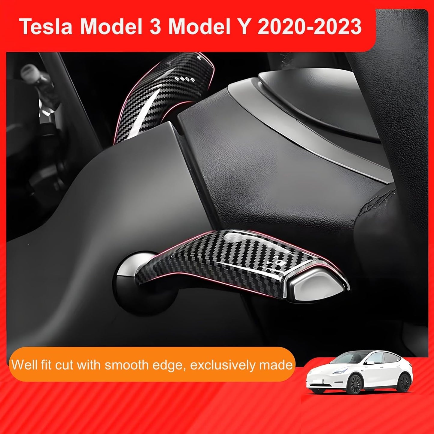 Tesla Model 3/Y 2017-2025 Gear Shifter Cover Carbon Fiber Pattern