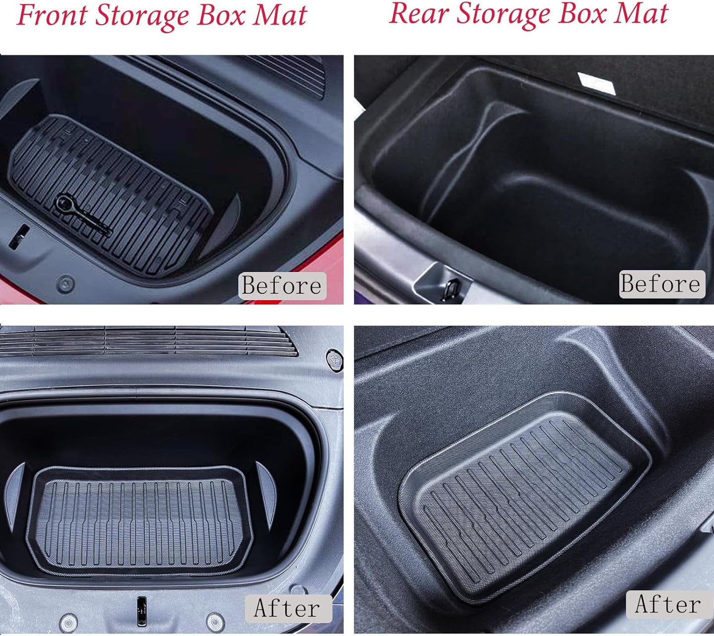 Tesla Model Y 2020-2023 Frunk Trunk Tool Box Back seat cover mat 3pcsTPE XPE All-weather 3D Mats