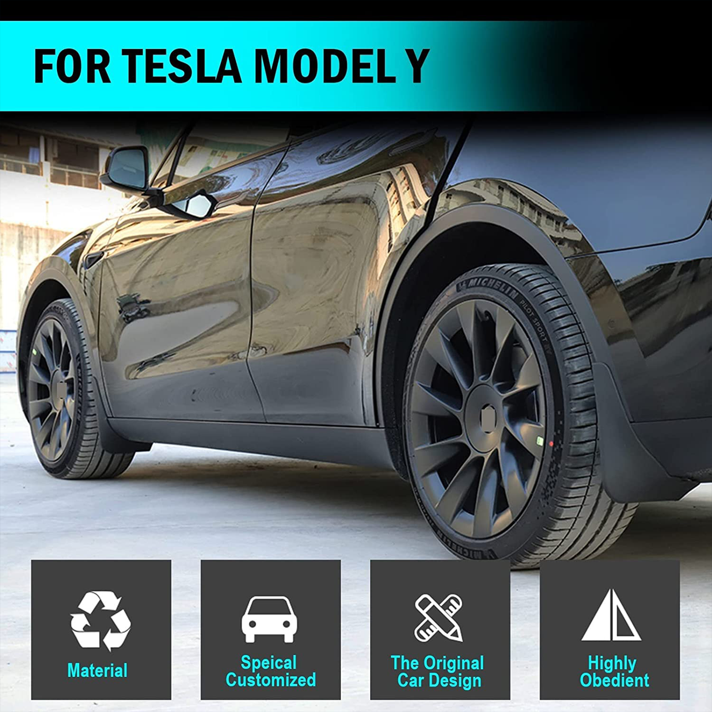 Tesla Model Y Mud Flaps Drill Free Splash Guards ABS Enhance Version