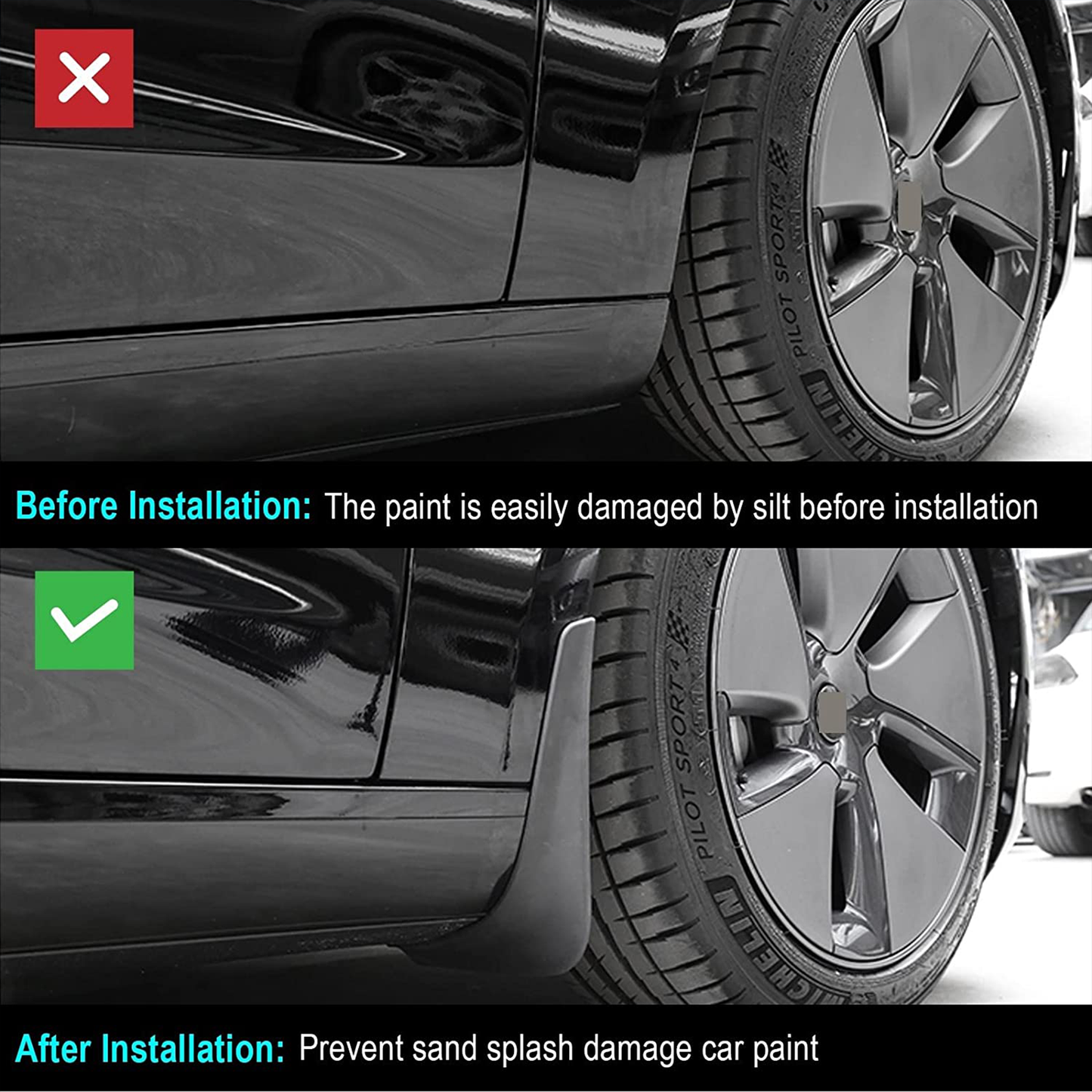Tesla Model Y Mud Flaps Drill Free Splash Guards ABS Enhance Version