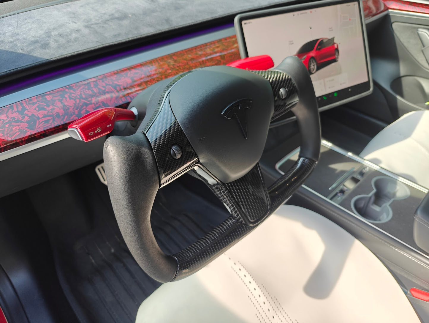 Tesla Model 3 / Y Yoke Steering Wheel Carbon Fiber Style A