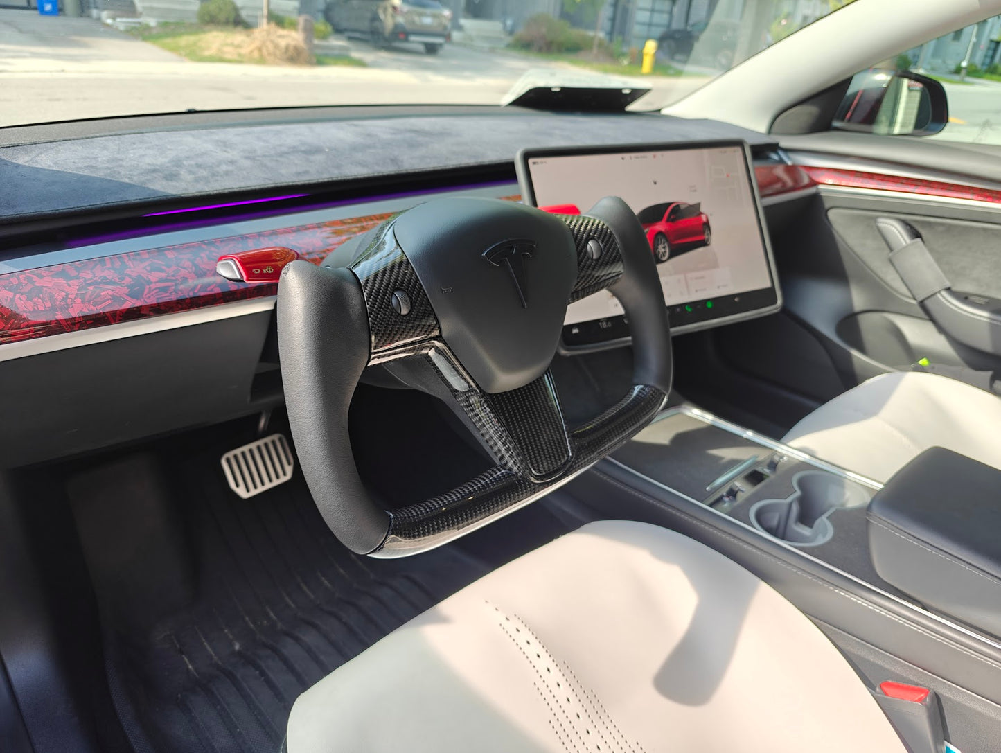 Tesla Model 3 / Y Yoke Steering Wheel Carbon Fiber Style A