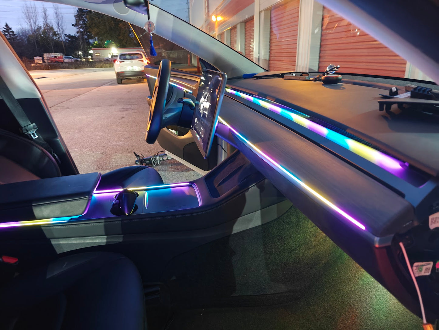 Model 3 Model Y All Around Acrylic Ambient Lights Auto ON Off with installation V4D