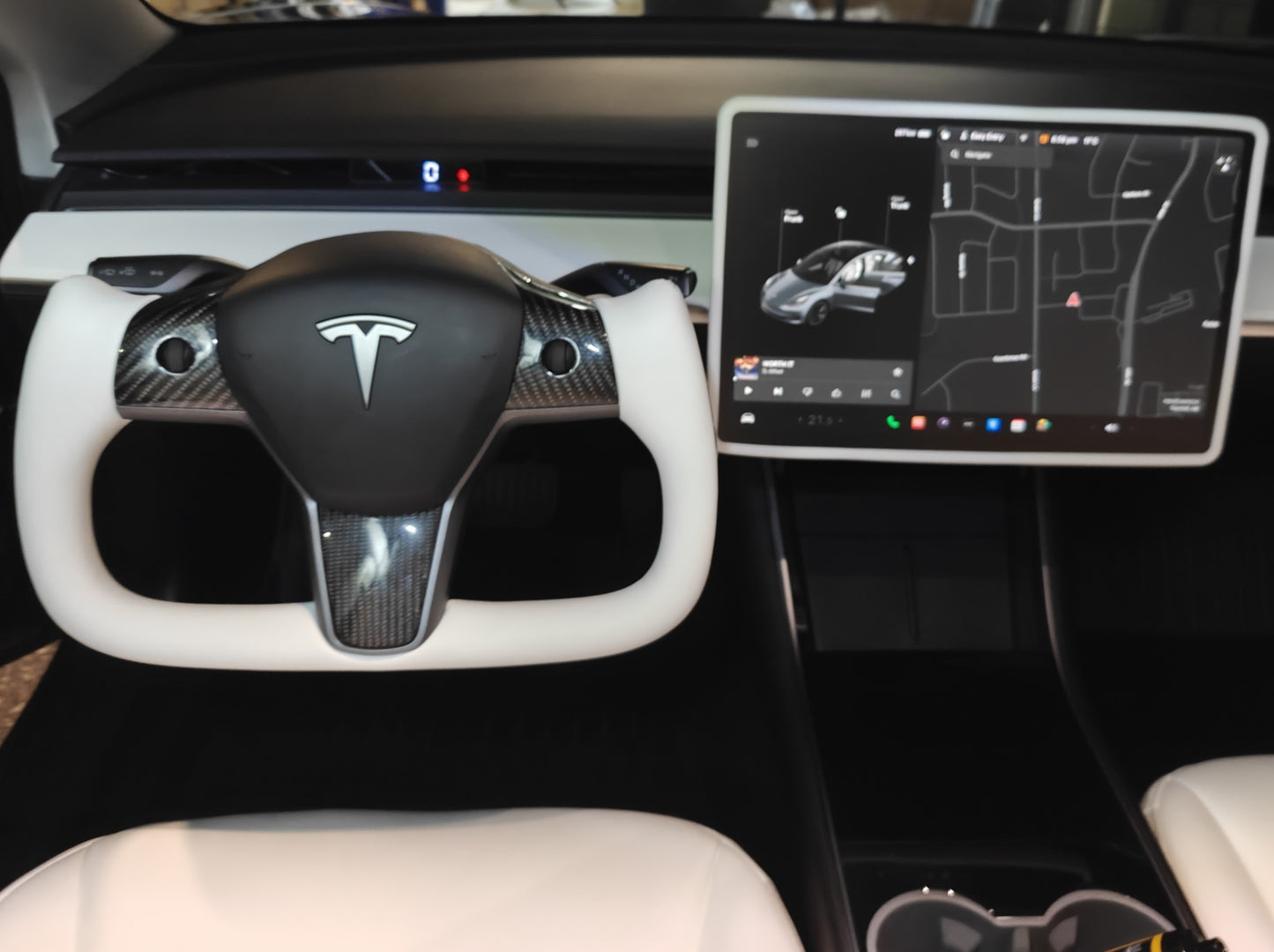 Tesla Model 3 / Y Yoke Steering Wheel Real Carbon Fiber Style B