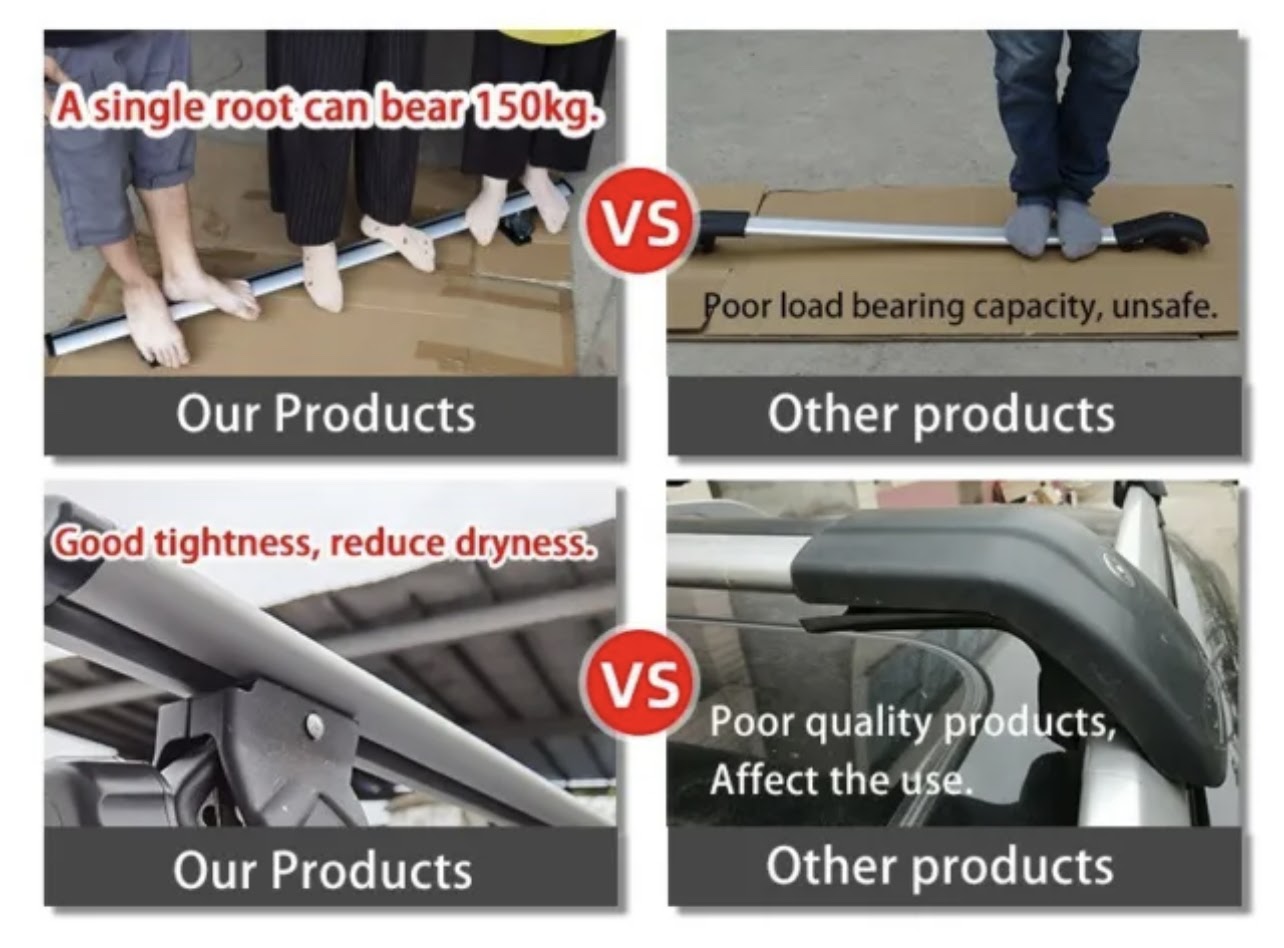 Bare Roof Universal 51-59" Aluminum Roof Rack Cross Bar Full Set