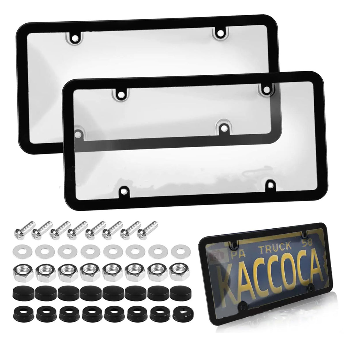 License Plate Covers Light Smoke with Black Frame