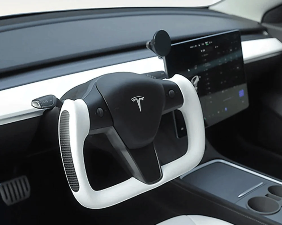 Tesla Model 3 / Y Yoke Steering Wheel Real Carbon Fiber Style B