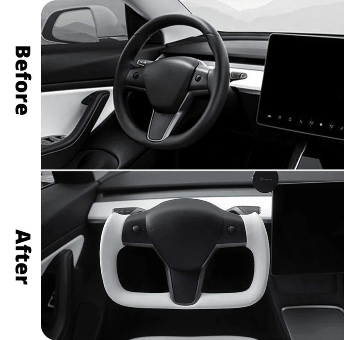 Tesla Model 3 / Y Yoke Steering Wheel Real Carbon Fiber Style B