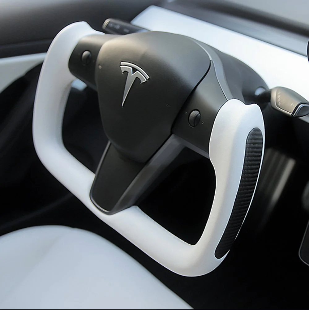 Tesla Model 3 / Y Yoke Steering Wheel Real Carbon Fiber Style B