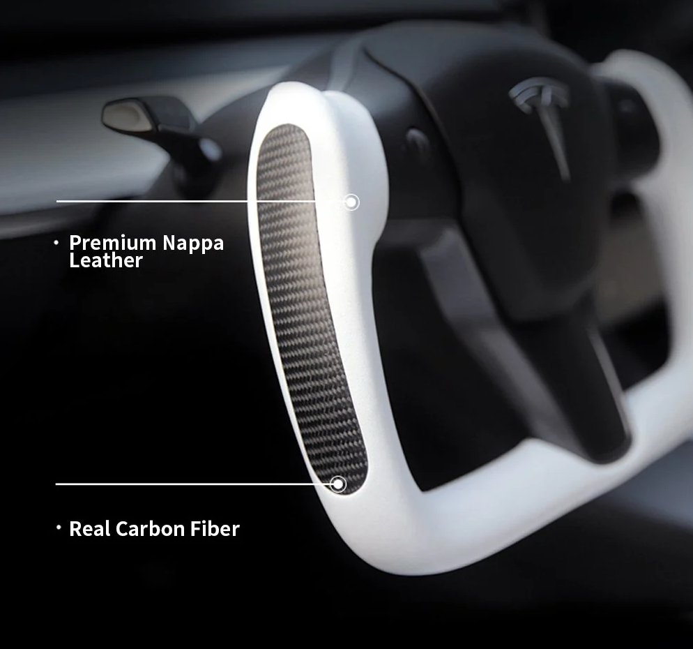 Tesla Model 3 / Y Yoke Steering Wheel Real Carbon Fiber Style B